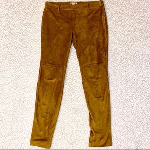 Retro faux suede pants with zipper on the side